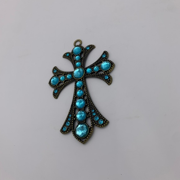 Beautiful Vtg. Medieval Gothic Victorian 7.5” Sun-catcher Ornament Ornate Cross - Picture 6 of 8